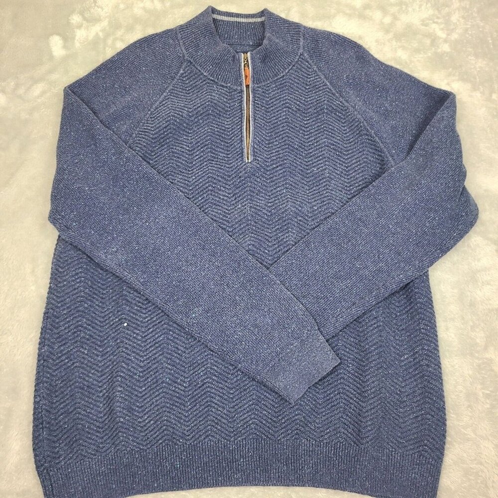 Tommy Bahama Pullover 1/4‎ Zip Sweater X- Large Cashmere Cotton Blend Mock Neck